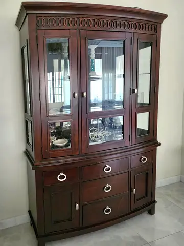 Solid Wood Glass Display Cabinet / China Cabinet - Dark Brown