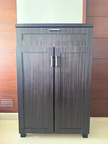 Dark Wood Shoe Cabinet with Drawer