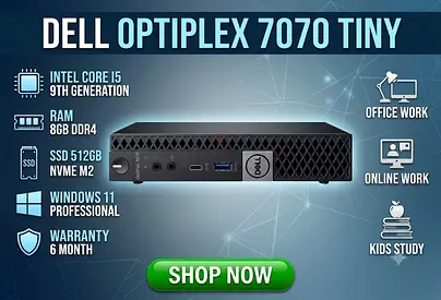 DELL OPTIPLEX 7070 TINY RAM 8GB DDR4 INTEL CORE I5 9TH GENERATION SSD DRIVE 512GB NVME M2