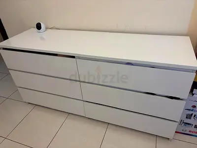White 6-Drawer Low Dresser / TV Console - Modern