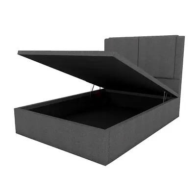 Granite gray linen double hydraulic storage bed frame