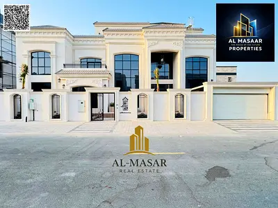 A villa with a palace design, two floors, a rooftop, an elevator, and a large swimming pool. The pr