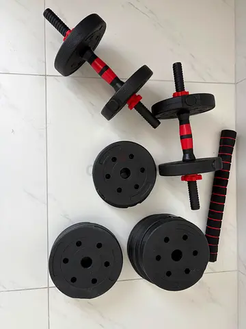 Adjustable Dumbbell Set with Extra Plates and Bar