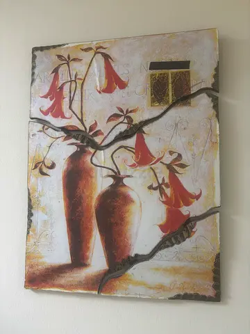 Set of 3 Broken-Style Floral Canvas Wall Art (ready to hang) 32x40CM