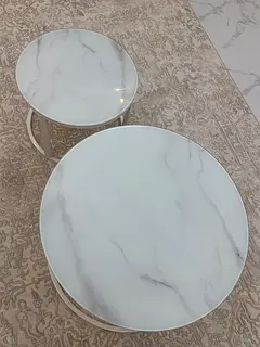 Set of 2 Marble-Top Nesting Side Tables