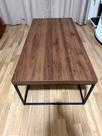 Wooden Coffee Table with Black Metal Frame - Modern Minimalist