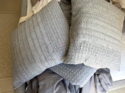 Set of 3 Grey Textured Decorative Cushion Covers