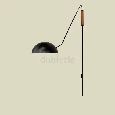 Modern Black Wall Lamp with Wooden Accent — Adjustable Arm