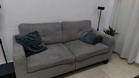 Comfortable 3-seater Grey Fabric Sofa - Good Condition