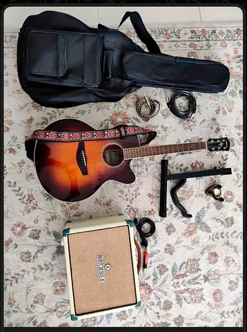 Yamaha CPX600 semi acoustic guitar with accessories and guitar amp