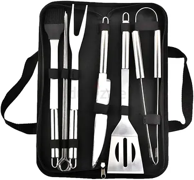 9Pcs/Set Stainless Steel Barbecue Grilling Tools Set BBQ Utensil Accessories Camping Outdoor Cooking