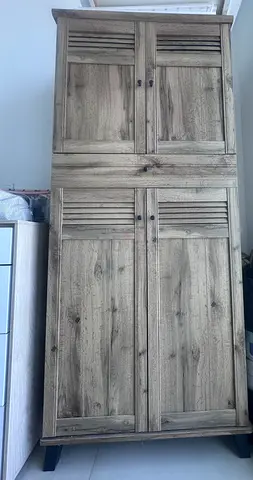 Tall Rustic Wooden Wardrobe / Storage Cabinet - Good Condition