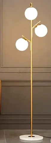 Modern Gold Floor Lamp with Three Globe Shades