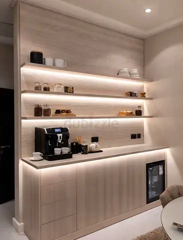 Custom Built-in Kitchen/Bar Cabinet with LED Shelves