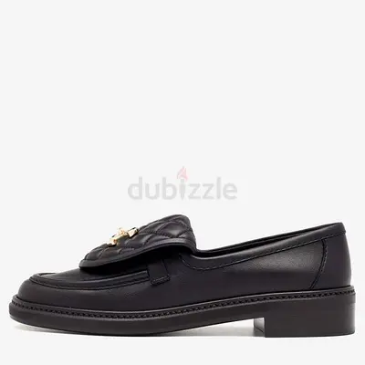 Chanel Black Quilted Leather CC Turnlock Loafers Size 37