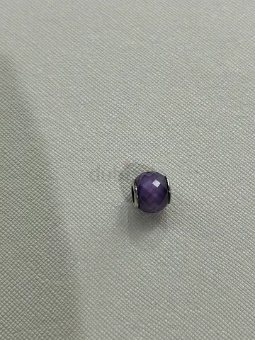 Pandora Purple Faceted Bead Charm - Silver Tone