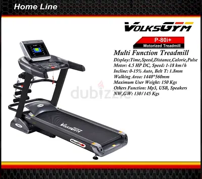 VolksGym P-80i+ Motorized Treadmill - Multi Function, Good Condition