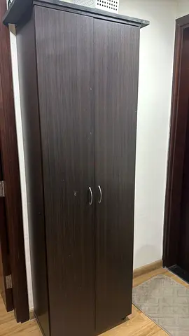 Dark Wood 2-Door Wardrobe / Armoire - Good Condition