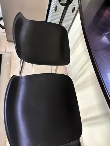 Set of 2 Modern Black Plastic Dining Chairs with Chrome Legs
