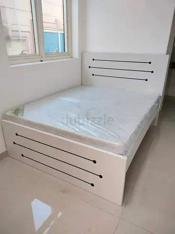 New Queen Size White Bed with Headboard and Under-bed Storage and Mattress