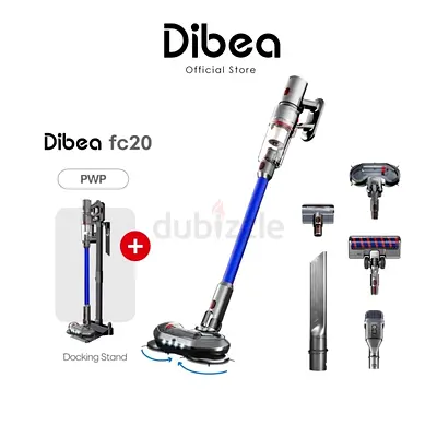 Dibea FC20 Cordless Stick Vacuum Cleaner with Docking Stand and Accessories