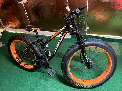 Fat Tire Mountain Bike - Dual Suspension, 26 Wheels, Good Condition