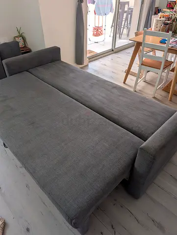 Grey fabric sofa bed - converts to double bed, good condition