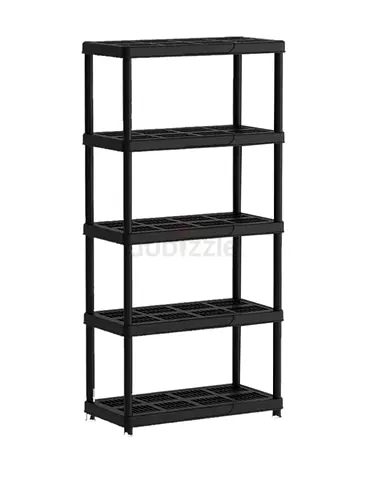 5-Tier Black Plastic Storage Shelf Unit (90 x 45 x 185)