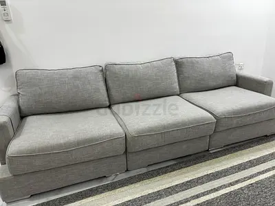 Light grey 3-seater fabric sofa in good condition