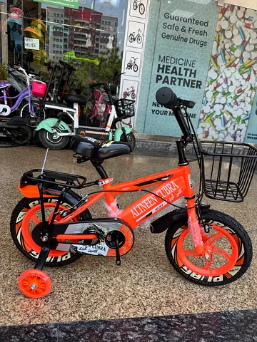 Kids Orange Training Bicycle with Training Wheels — Good Condition
