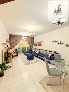 Sharjah, Al Taawun: Apartment featuring two rooms, a living room, a kitchen, two bathrooms, and a ba