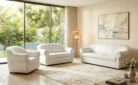 New White 3-piece Sofa Set (3-seater, 2-seater  Armchair) -