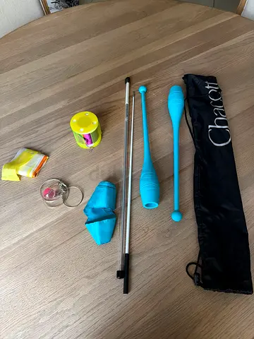 rhythmic gymnastics equip:ribbon(s), Juggling club set with accessories with  the cover — light used