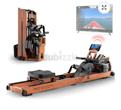Joroto Wooden Water Rowing Machine - Foldable, Bluetooth, Tablet Mount