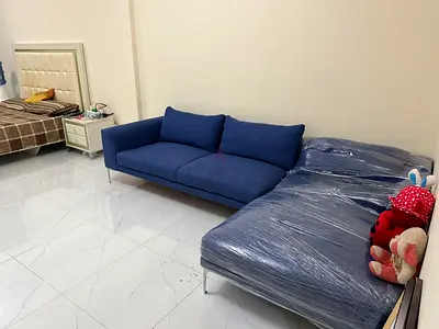 Blue L-shaped Sofa with Chaise - Good Condition