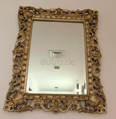 Ornate Silver Framed Wall Mirror - Decorative Vintage Style