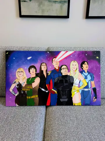 Shelden Cooper and the gang/ Big Bang Theory × The Boys Fan Art- Framed Canvas Print(35 × 20)