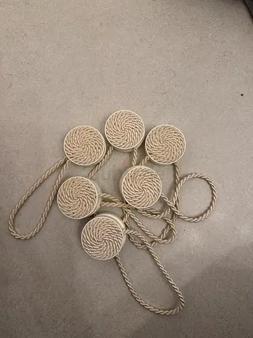 Set of 6 Beige Rope Curtain Tiebacks