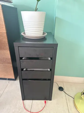 Slim Black 3-Drawer Bedside Cabinet / Small Storage Unit