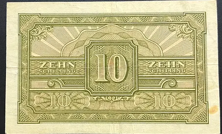 Vintage Austrian 10 Schilling Banknote 1944 (Green) - VF condition