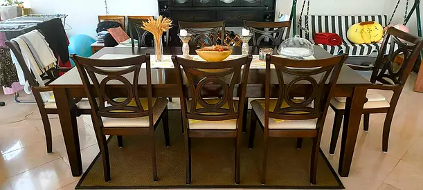 Elegant  Durable Wooden Dining Table with 8 Chairs