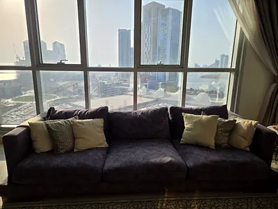 From Pan homes Large 5-seater and 3-seater Fabric Sofa with Cushions - Comfortable  Sturdy