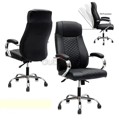 Black High-Back Executive Office Chair with Tilt Function