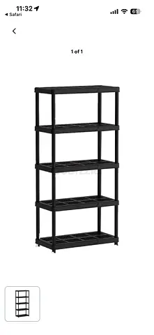 5-tier Heavy Duty Plastic Shelf Unit - Black