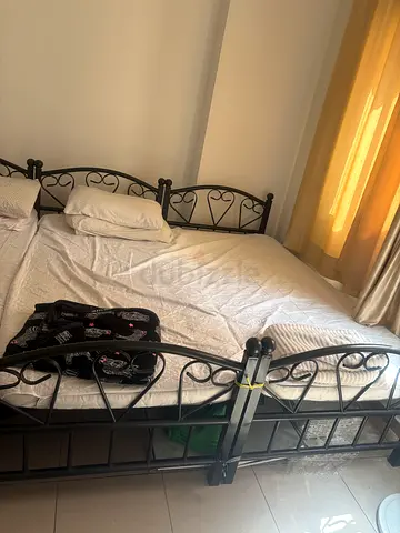 3 Black Metal Bed Frame with Headboard  Footboard - Good Condition-100 each with mattress