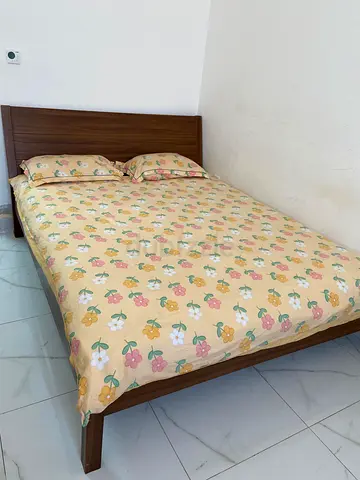 Wooden Double Bed with Headboard - Good Condition