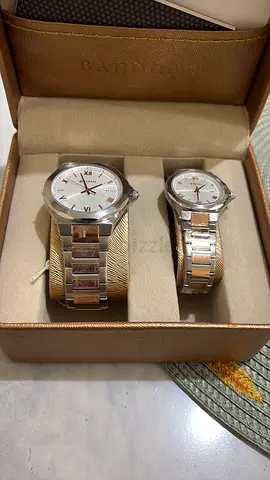 Pair of Rado-style Stainless Steel His  Hers Watches - Silver Dials