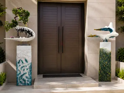 Luxury Decorative Water Fountain Set of 2 - Villa Entrance Decor - 5 to 5.5 ft