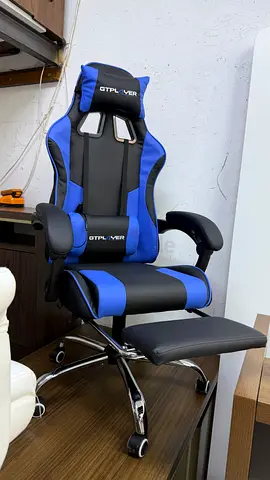 Gaming/Office Recliner Chair with Footrest - Black  Blue