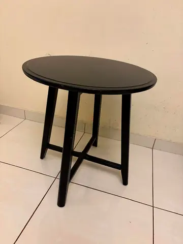 Small round black side table / occasional table - solid wood finish
